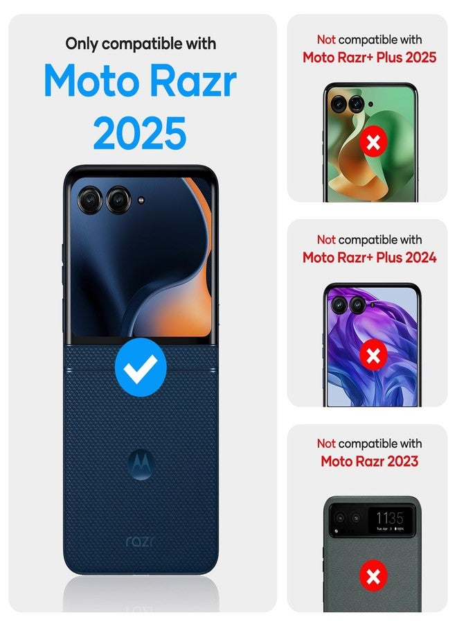 Vihibii جراب Vihibii لهاتف Motorola Razr 2025 مع حماية للمفصلات وواقي شاشة خارجي، تصميم أنيق ونحيف، ملمس مانع للانزلاق، متين ومقاوم للصدمات، غطاء حماية كامل للهاتف Moto Razr 5G 2025، أسود - Image 2