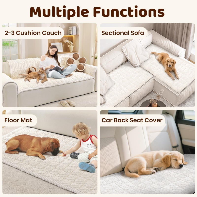 Royhom Couch Cover for Dogs Washable, Soft Thick Pet Couch Covers for Sofa, Pawcart Couch Protector Pet Friendly, Furniture Covers Dog Mat for Couches and Sofas (White, 27.6 x 42.7 Inch) - Image 3