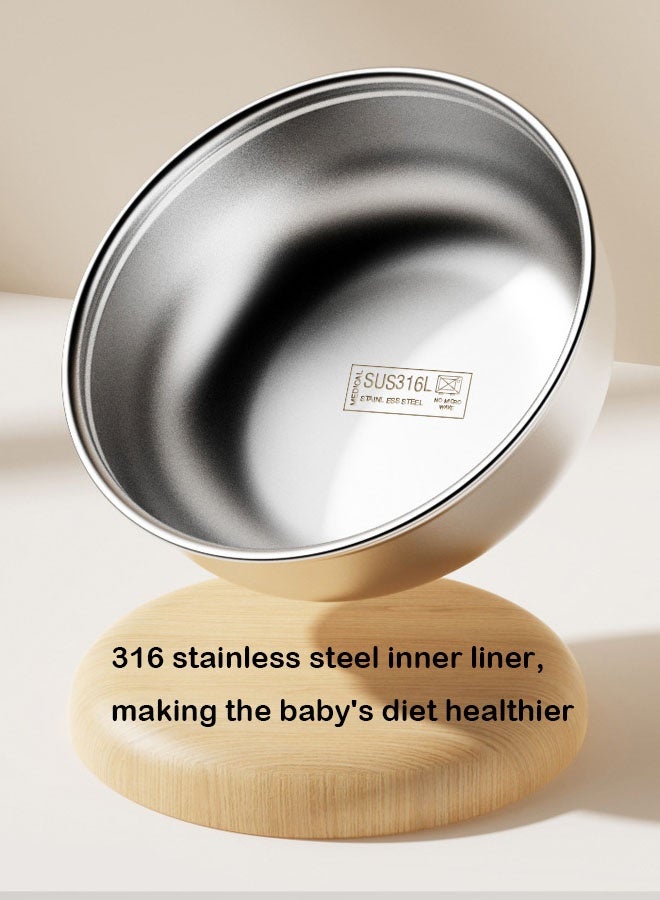 3 Pieces Silicone Baby Feeding Set, Cute Duck Baby Tableware Set, Embedded Detachable 316 Stainless Steel Bowl with Suction, Spoon and Fork - Image 5