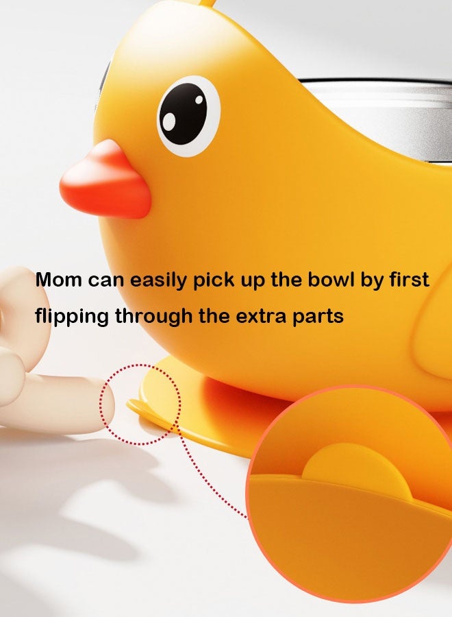 3 Pieces Silicone Baby Feeding Set, Cute Duck Baby Tableware Set, Embedded Detachable 316 Stainless Steel Bowl with Suction, Spoon and Fork - Image 3