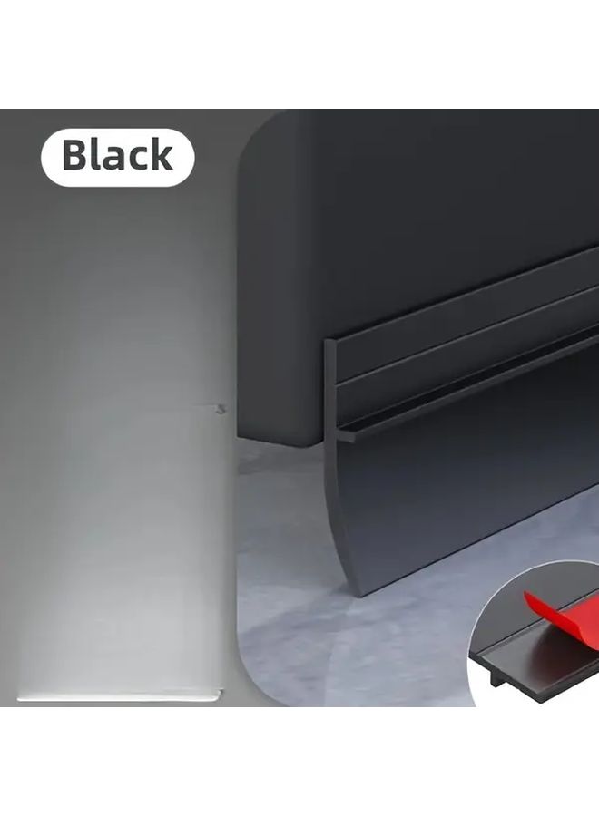 Black Self Adhesive Windproof Door Seal Strip Soundproof Insulation Elastic Anti Theft Thickened Durable Door Stopper For Glass Wooden Doors Energy Saving Home Gas Leak Protection - Image 3
