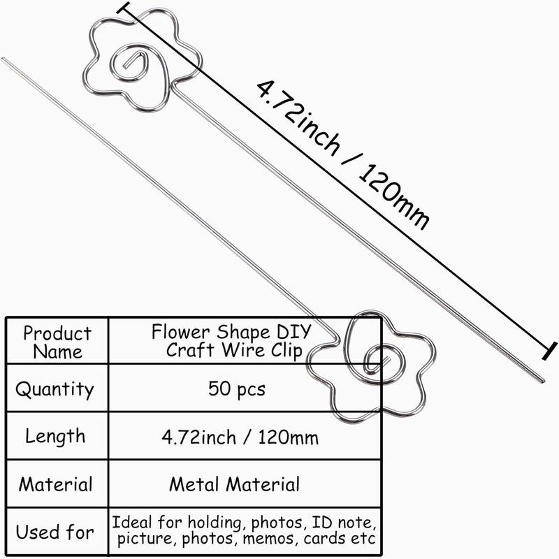 H&W 50pcs Flower Ring Loop Round Shape DIY Craft Wire Clip Table Card Holders Note Photo Picture Memo Holder Metal Clamp for Party Birthday Office DIY Cake Topper(WE5-D3) - Image 2