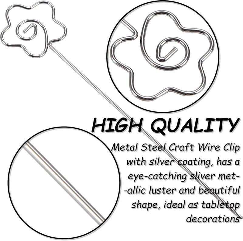 H&W 50pcs Flower Ring Loop Round Shape DIY Craft Wire Clip Table Card Holders Note Photo Picture Memo Holder Metal Clamp for Party Birthday Office DIY Cake Topper(WE5-D3) - Image 3
