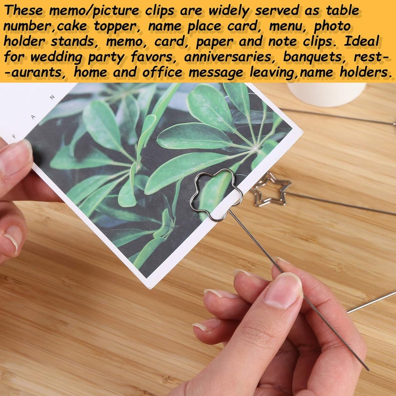 H&W 50pcs Flower Ring Loop Round Shape DIY Craft Wire Clip Table Card Holders Note Photo Picture Memo Holder Metal Clamp for Party Birthday Office DIY Cake Topper(WE5-D3) - Image 5