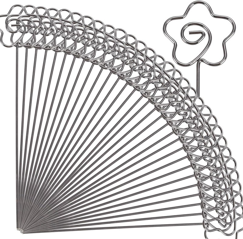 H&W 50pcs Flower Ring Loop Round Shape DIY Craft Wire Clip Table Card Holders Note Photo Picture Memo Holder Metal Clamp for Party Birthday Office DIY Cake Topper(WE5-D3) - Image 1
