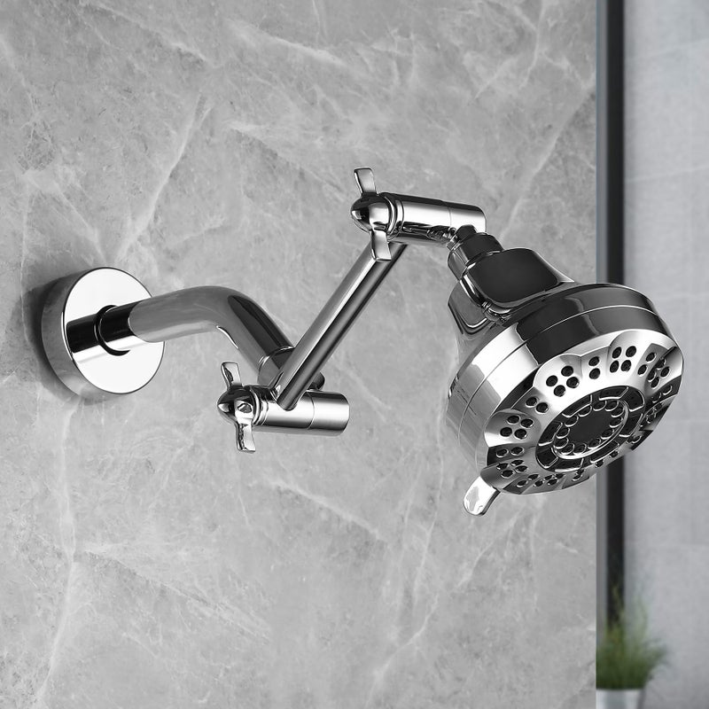 Pichrain Shower Head Extension Arm Anti-Leak Solid Brass Adjustable Shower Arm Extender For Rain & Handheld Shower Head Shower Arm With G1/2 Universal Connector (5 Inch Chrome) - Image 4