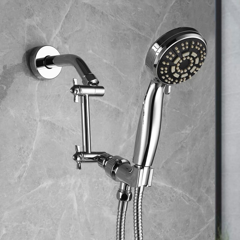 Pichrain Shower Head Extension Arm Anti-Leak Solid Brass Adjustable Shower Arm Extender For Rain & Handheld Shower Head Shower Arm With G1/2 Universal Connector (5 Inch Chrome) - Image 2