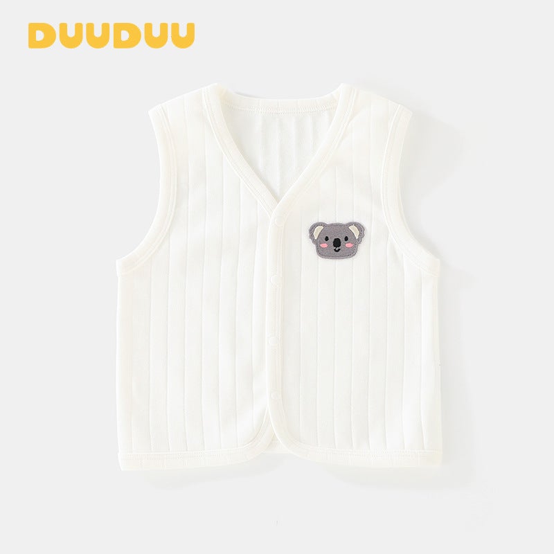DUUDUU Solid Color Single Layer Spring and Autumn Baby Clothes for Boys and Girls Childrens Horse Clip Newborn Vest Class A Baby Horse Clip White (boneless)