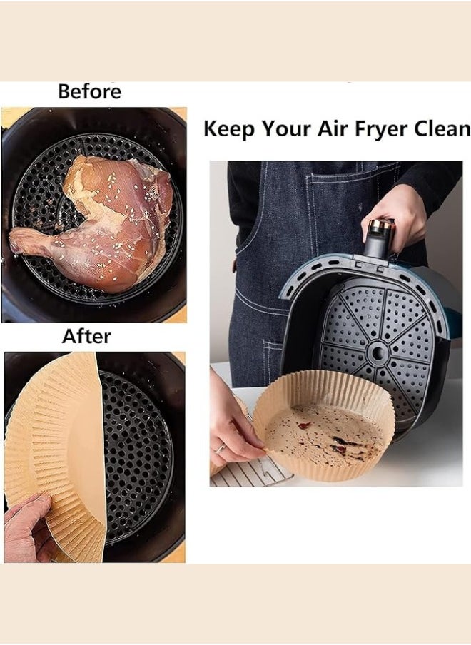 A TO Z 50pcs Air Fryer Disposable Non-Stick Parchment Paper Liners,Round Food Grade Baking for Air Fryer Use|Oil & Waterproof|200mmX45mm  - Image 5