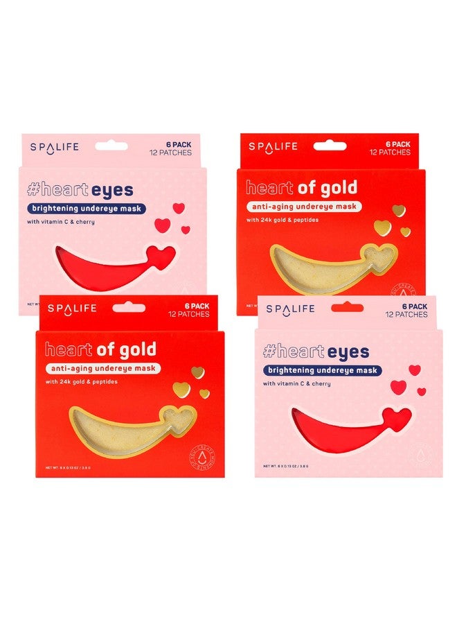 SpaLife TWO HEARTS HYDROGEL UNDEREYE MASK DUO - Anti-Aging & Brightening Hydrogel Undereye Patches for Puffy Eyes, Wrinkles & Dark Circles - Valentine’s Day Gifts for Her - Bundle of 24 Total Patches - Image 1