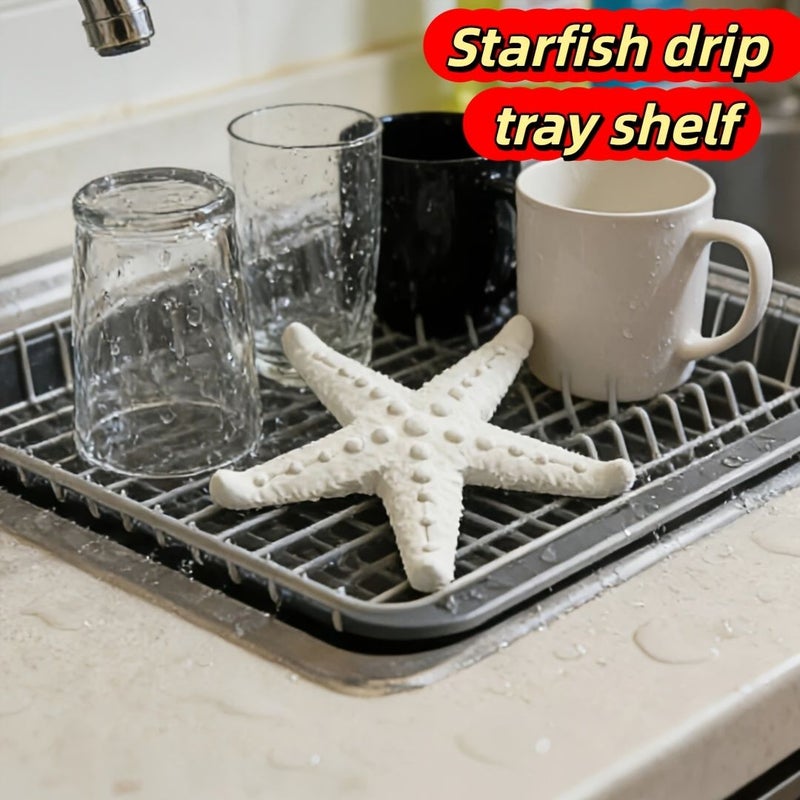 Golden White Starfish Cup Drying Rack quick dry plastic drain countertop holder - Image 2
