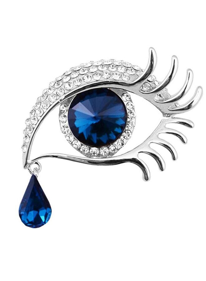 LAMAY Premium Quality Personality Angel Tears Brooch Pins, Elegant Rhinestone Sapphire Big Eyes Alloy Long Eyelashes Corsage Breastpin for Women Jewelry (Silver, Blue) - Image 1