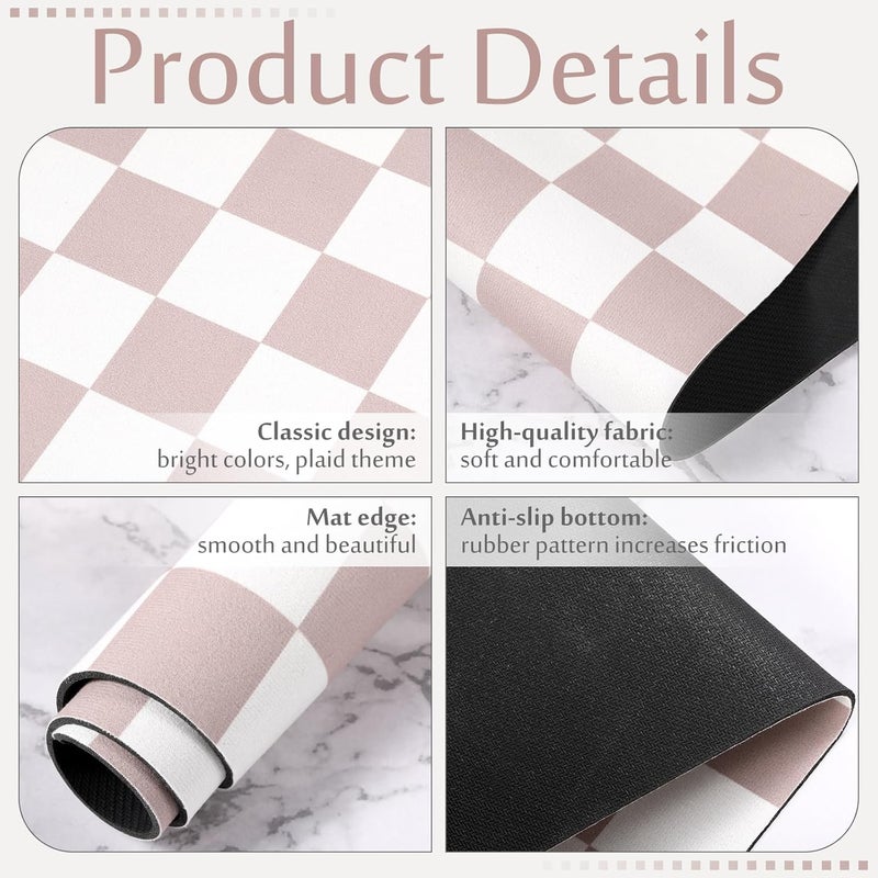 Tinideya Checkered Dish Drying Mat for Kitchen Counter Vintage Buffalo Dish Pad Absorbent Coffee Mat Kitchen Drying Mat for Kitchen Coffee Bar Easy Clean (Beige, 12 x 16 Inches) - Image 3