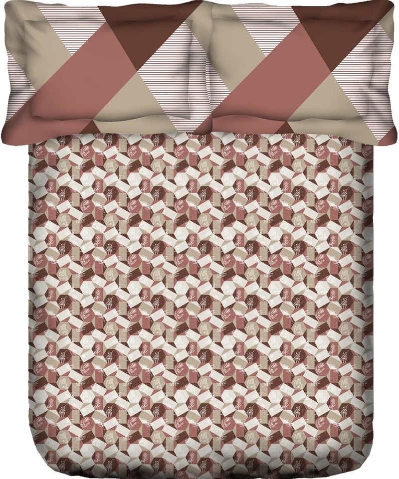 Trident TRIDENT Carnival Gift Box Collection 100 Cotton Bed Sheet 3Piece Set 1 Bedsheet and 2 Pillowcases Anti Microbial Finish 144 Thread CountQueen Size SheetArcadia Brown  - Image 1