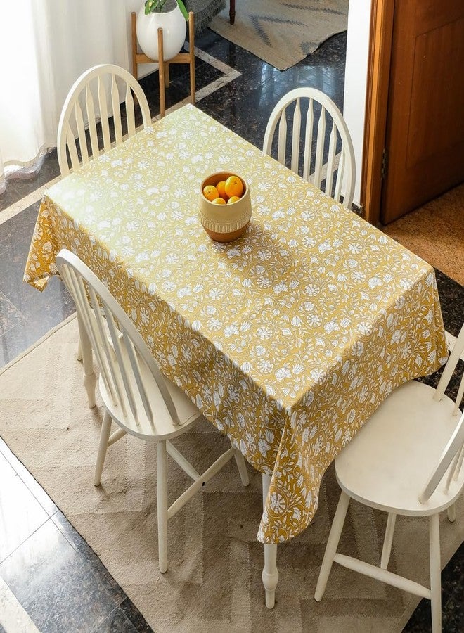 THE YARD HOUSE Wipeable & Anti-Slip Cotton Table Cover - Mustard Fields, 4 Seater Rectangle (122Cm X 183Cm) | Protects Against Spills & Scratches | Family Dining, Party, Gifting - Image 1