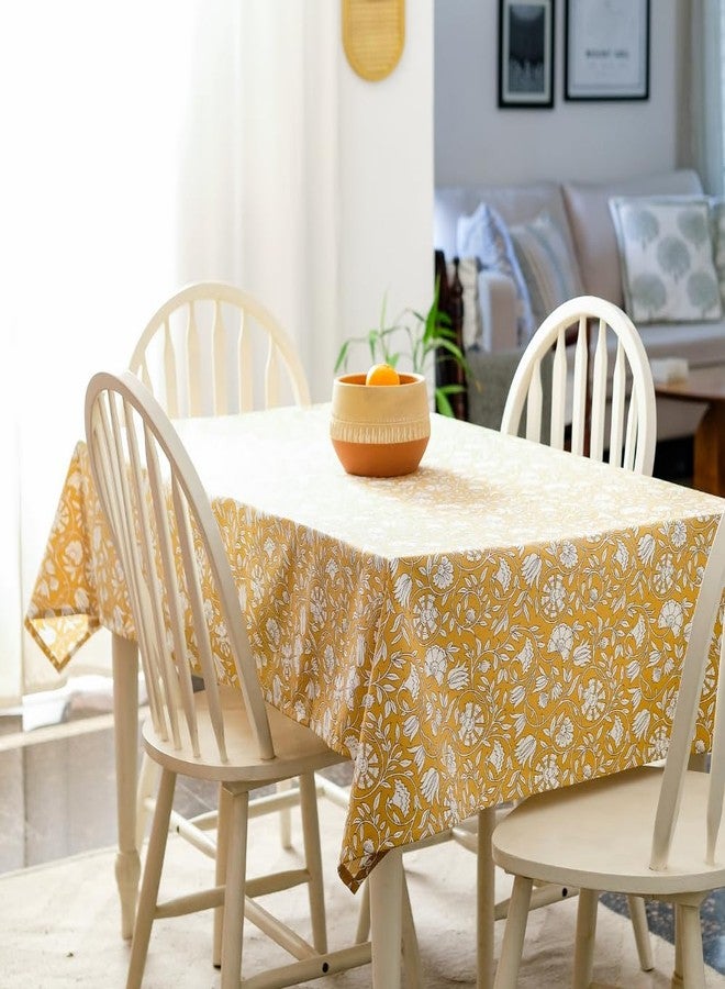THE YARD HOUSE Wipeable & Anti-Slip Cotton Table Cover - Mustard Fields, 4 Seater Rectangle (122Cm X 183Cm) | Protects Against Spills & Scratches | Family Dining, Party, Gifting - Image 3