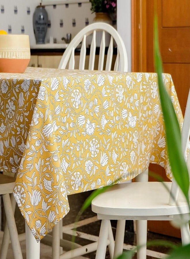 THE YARD HOUSE Wipeable & Anti-Slip Cotton Table Cover - Mustard Fields, 4 Seater Rectangle (122Cm X 183Cm) | Protects Against Spills & Scratches | Family Dining, Party, Gifting - Image 4