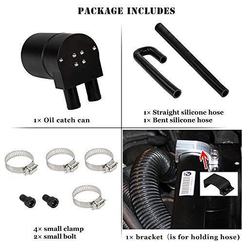 PQY Black Aluminum Alloy Reservior Oil Catch Can Tank with Silicone Radiator Hose Compatible with BMW N54 335i 135i E90 E92 E82 2006-2010 - Image 5