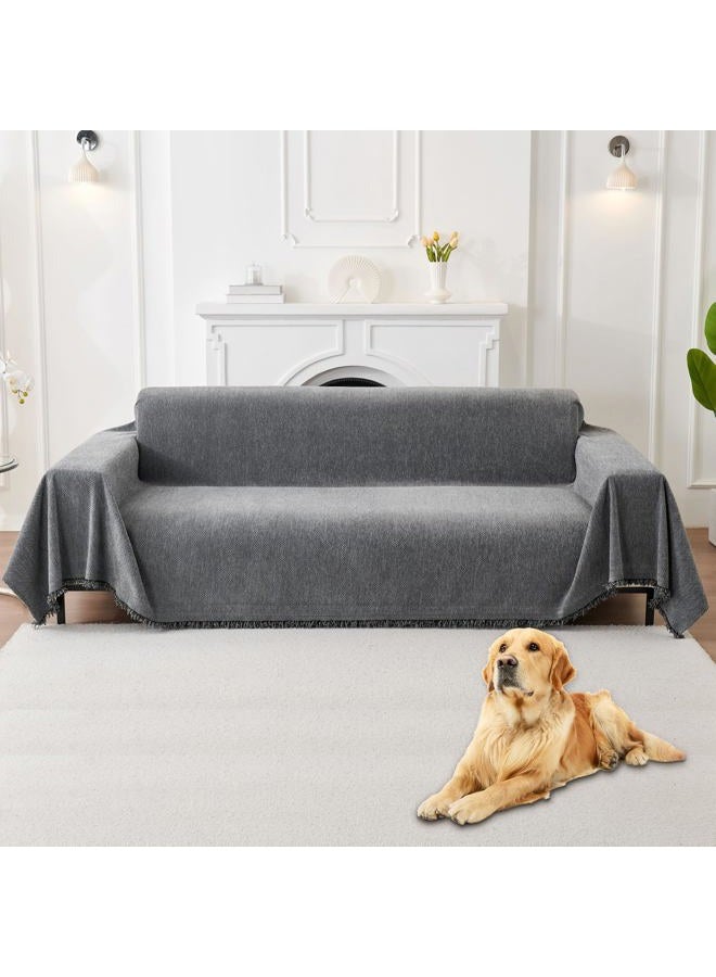 HAOMAIJIA Non Slip Couch Cover Sofa Covers for 2 Cushion Couch Washable sectional Couch Covers for Dogs pet Furniture Protector Couch Cover Blanket for Living Room (Grey, 71"x118") - Image 1