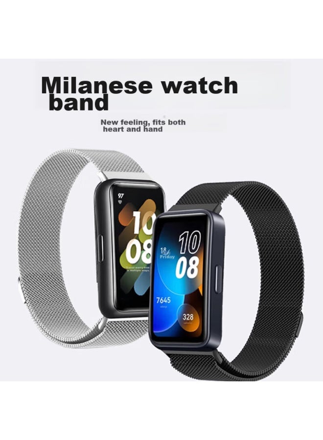 Watchbond Compatible With Huawei Band 10 Strap, 9/8 Milanese Magnetic Wristband, Smart Sports Huawei Band 8/9/10 Replacement Metal Wristband, Summer Accessory For Men And Women - Image 2