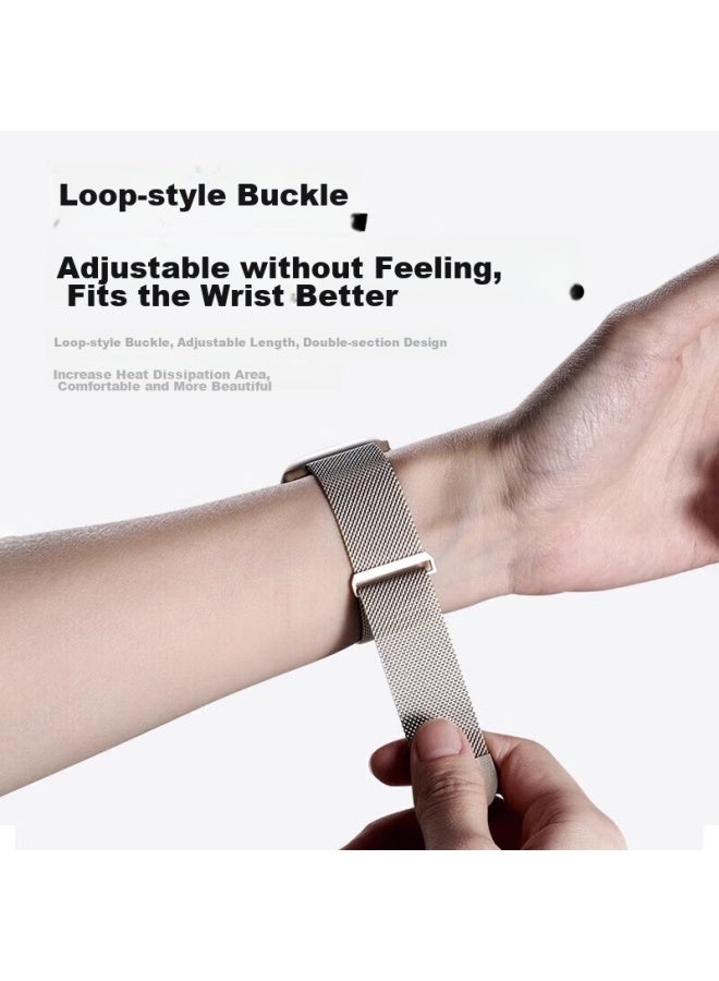 Watchbond Compatible With Huawei Band 10 Strap, 9/8 Milanese Magnetic Wristband, Smart Sports Huawei Band 8/9/10 Replacement Metal Wristband, Summer Accessory For Men And Women - Image 3