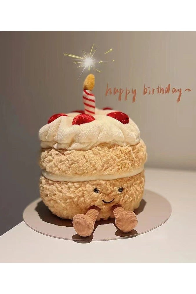 يلا بيك لعبة قطيفة الكيك الناعمة، دمية كعكة عيد الميلاد مع موسيقى، دمية قطيفة طرية ممتعة للطعام، هدية لطيفة للبالغين والأطفال (28 سم) - Image 1