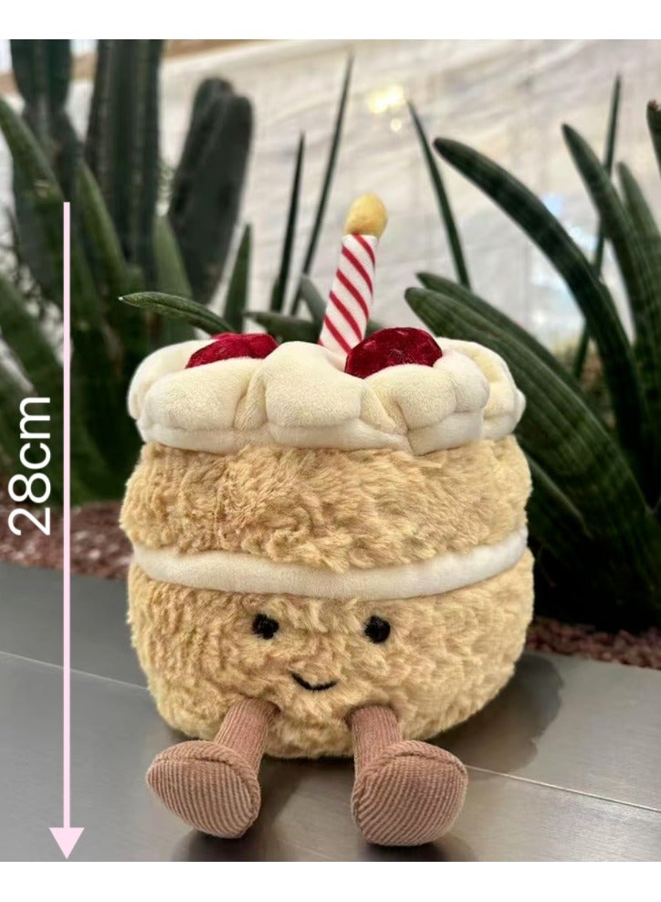 يلا بيك لعبة قطيفة الكيك الناعمة، دمية كعكة عيد الميلاد مع موسيقى، دمية قطيفة طرية ممتعة للطعام، هدية لطيفة للبالغين والأطفال (28 سم) - Image 2