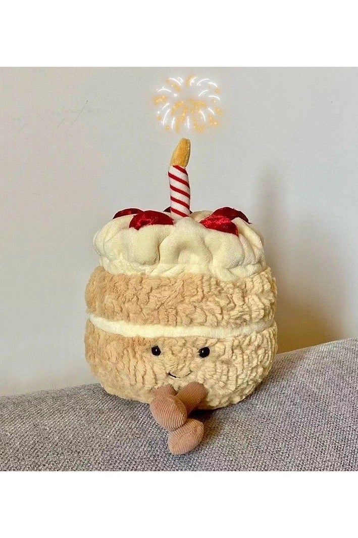 Yalla Pick Musical Birthday Cake Plush Toy, Soft Cake Doll with 3D Smile Face, Weighted Stuffed Animals, Funny Stuffed Animal Gift for Kids, Adults, Bedroom Decor(28cm) - Image 4