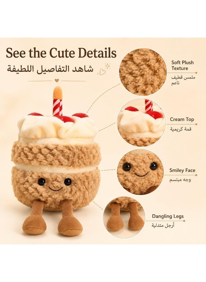 Yalla Pick Birthday Cake Plush Toy, Soft Cake Doll with 3D Smile Face, Weighted Stuffed Animals, Funny Stuffed Animal Gift for Kids, Adults, Bedroom Decor(28cm) - Image 3