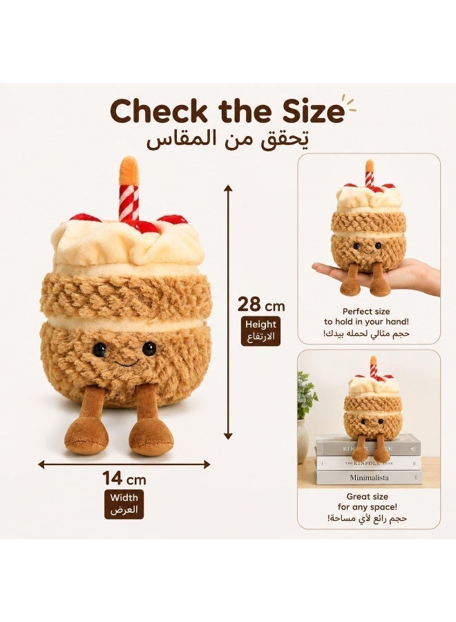 Yalla Pick Birthday Cake Plush Toy, Soft Cake Doll with 3D Smile Face, Weighted Stuffed Animals, Funny Stuffed Animal Gift for Kids, Adults, Bedroom Decor(28cm) - Image 2