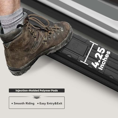 YHTAUTO 4.25'' Running Boards Side Step Bars Fit Toyota Tacoma 2005-2023, Access/Extended Cab, Black Steel Textured Rocker Panel Mount Truck Side Step Rails Off Road Accessories - Image 3