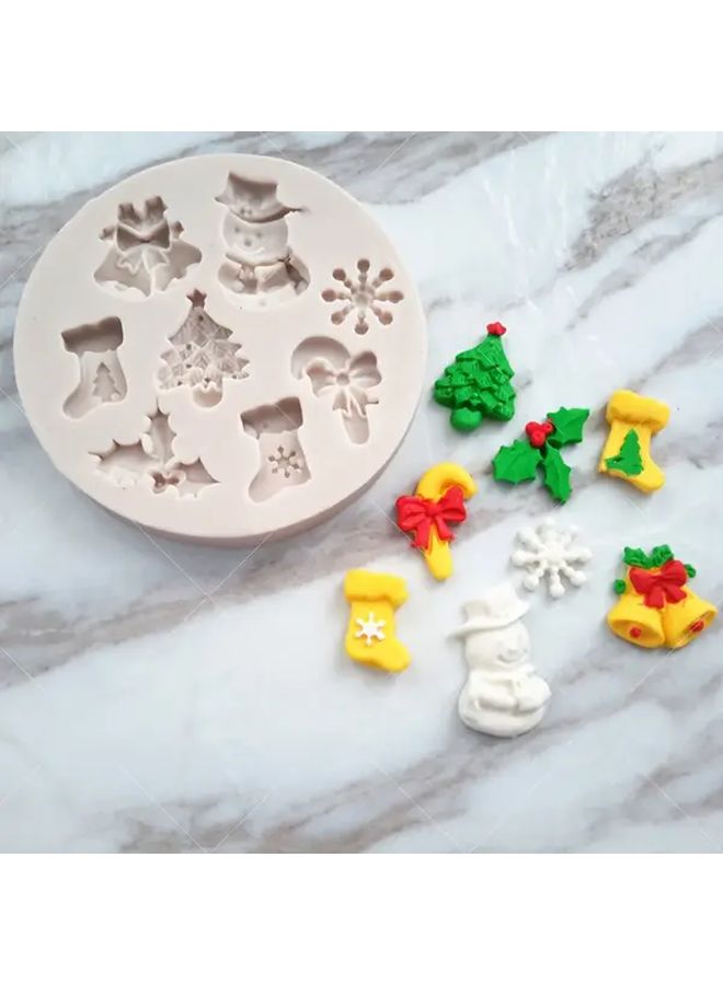 Pink Christmas Silicone Candy Mold For Chocolate Fondant Cake Holiday Baking Party Supplies 1 Pack - Image 2