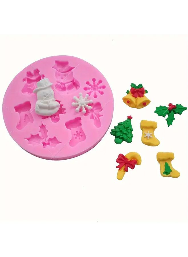 Pink Christmas Silicone Candy Mold For Chocolate Fondant Cake Holiday Baking Party Supplies 1 Pack - Image 4