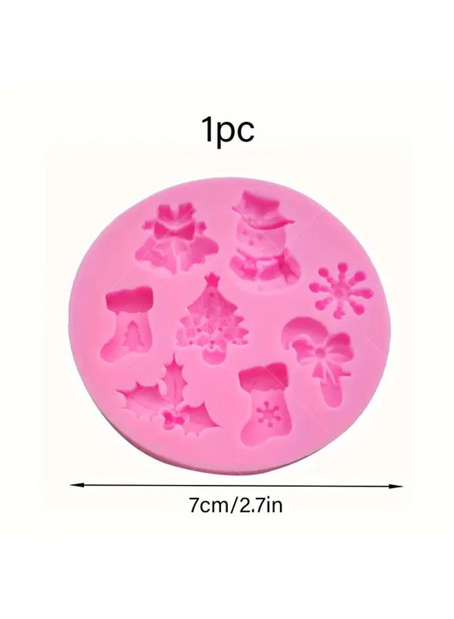 Pink Christmas Silicone Candy Mold For Chocolate Fondant Cake Holiday Baking Party Supplies 1 Pack - Image 3