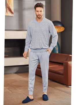 Mecit Pijama Mecit 2757 Blue Plus Size Men's Pajama Set 