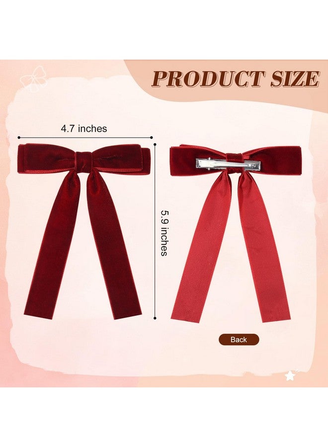 Aileam 2PCS Red Velvet Bows Girls Hair Clip Ribbon Accessories for Baby Toddlers Teens Kids - Image 3