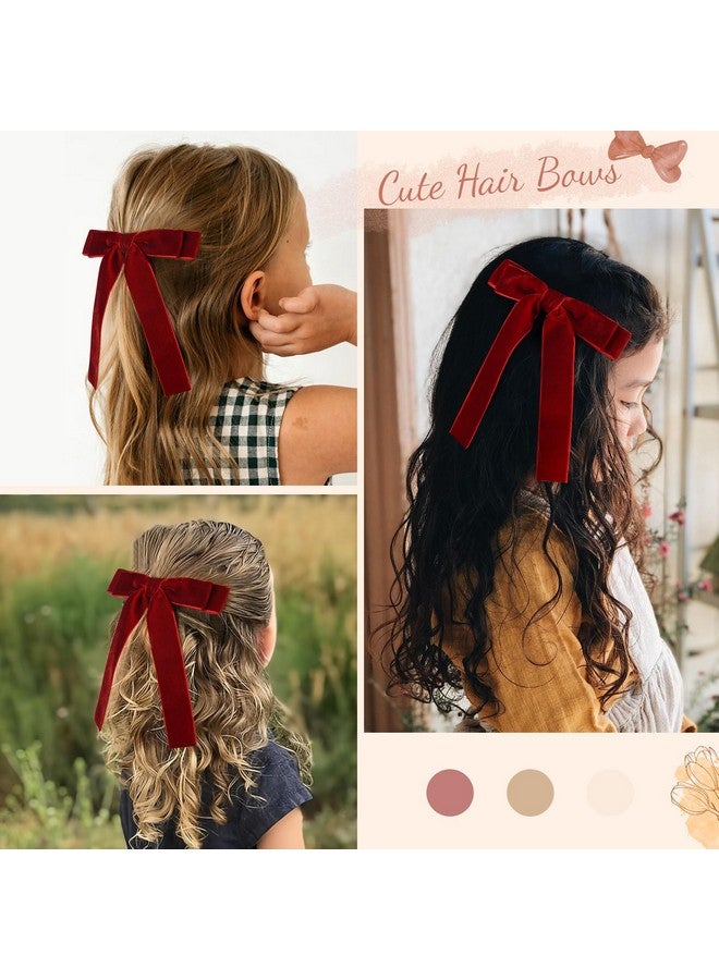 Aileam 2PCS Red Velvet Bows Girls Hair Clip Ribbon Accessories for Baby Toddlers Teens Kids - Image 4