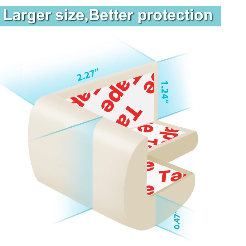 USfloatwishes 12 Pack Corner Protector Baby Proofing Edge and Corner Guards, Soft Safety Pre-Taped Rubber Foam Furniture Bumpers for Fireplace, Table, Stair, Cabinet (Off White) - Image 3