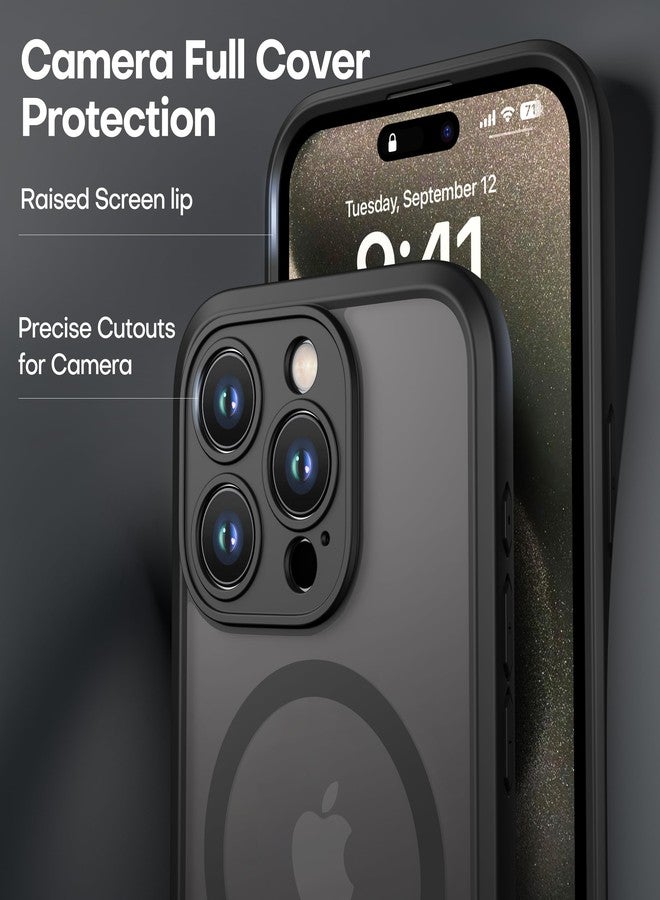 ImpactStrong Magnetic Guard Designed for iPhone 15 Pro Max Case [Camera Protection] [Military Grade Drop Tested] [Compatible with MagSafe] Slim Translucent Matte Phone Case (6.7") - Black - Image 3