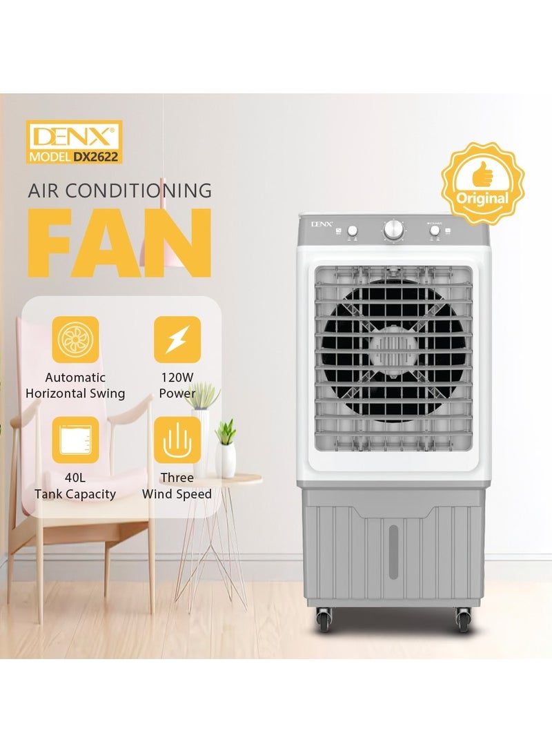 دينكس مكيف صحراوي تبخيري ، مبرد هواء 3 في 1 عالي التبريد للصيف، مبرد هواء متذبذب بثلاث سرعات، مروحة تبريد محمولة لغرفة النوم والمطبخ والمكتب للاستخدام الداخلي بسعة 40 لتر و قوة 120 واط - Image 3