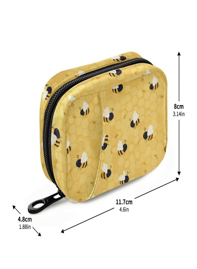 Pfrewn Yellow Bee Honeycomb Pill Organizer Case 7 Day Travel Pill Box with Zipper Portable Weekly Vitamin Medicine Supplement Holder Pouch Bag - Image 3