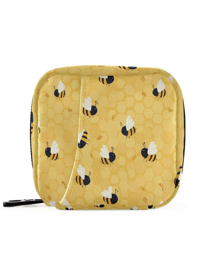 Pfrewn Yellow Bee Honeycomb Pill Organizer Case 7 Day Travel Pill Box with Zipper Portable Weekly Vitamin Medicine Supplement Holder Pouch Bag - Image 1