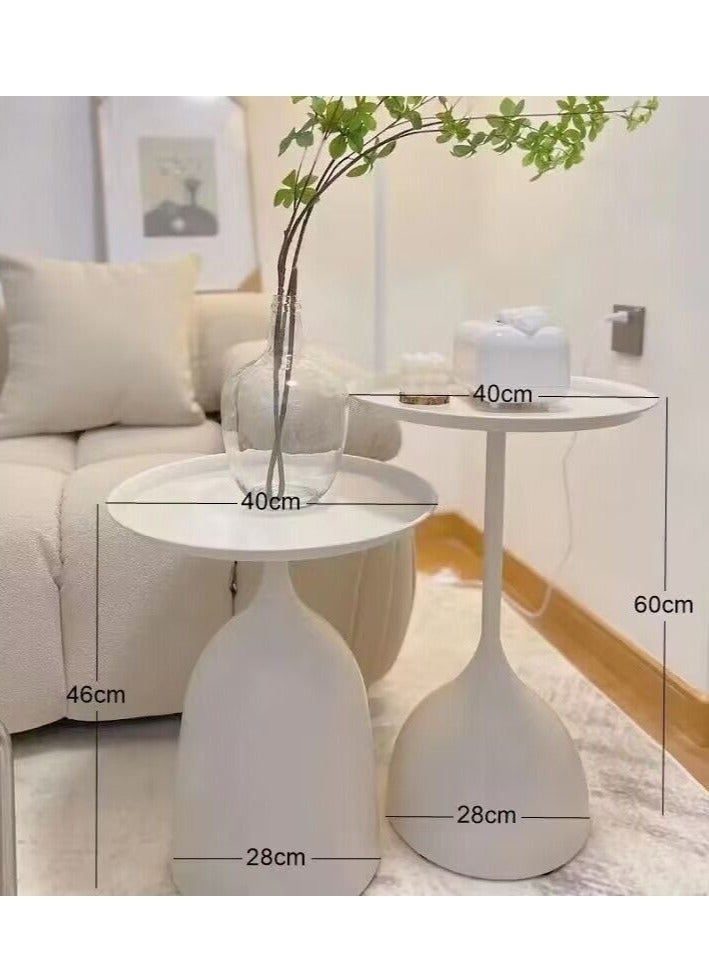 والالا مجموعة من طاولتين للقهوة، طاولة جانبية للأريكة الشمالية مزخرفة بمساحة صغيرة لغرفة المعيشة وغرفة النوم، طاولة نهاية معدنية عتيقة، طاولة مستديرة خارجية من الحديد المعدني، مقاومة للطقس ومضادة للصدأ في ال - Image 5