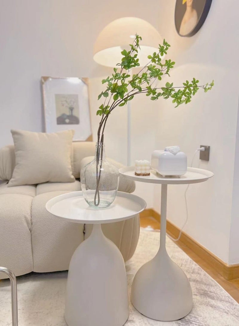 والالا مجموعة من طاولتين للقهوة، طاولة جانبية للأريكة الشمالية مزخرفة بمساحة صغيرة لغرفة المعيشة وغرفة النوم، طاولة نهاية معدنية عتيقة، طاولة مستديرة خارجية من الحديد المعدني، مقاومة للطقس ومضادة للصدأ في ال - Image 1