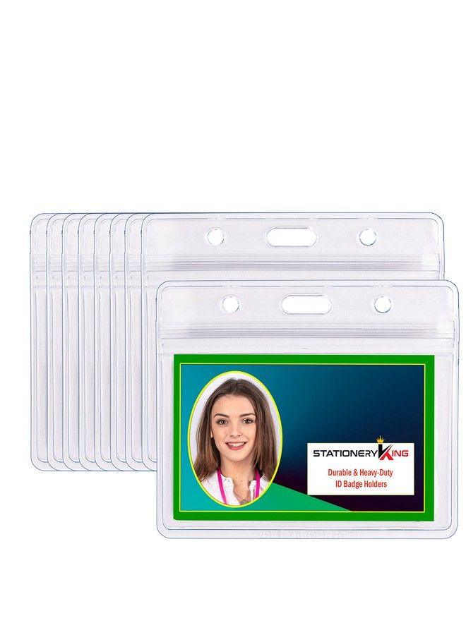 Stationery King حامل بطاقات الهوية المتين والثقيل ~ جودة ممتازة بلاستيك شفاف مقاوم للماء والغبار ~ للأمهات العاملات والجولات والمعلمين والفعاليات والرحلات البحرية والمزيد (100 حزمة أفقية) من ستاشنري كينغ - Image 2