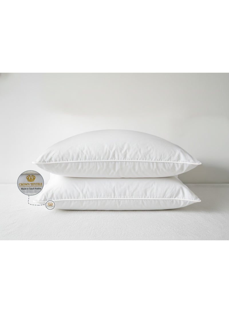 (2 pieces) Microfiber fabric with a striped border in attractive colors - 1000 grams microfiber, hotel pillow