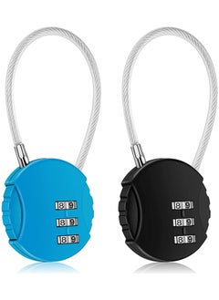 KASTWAVE 2 Pack Combination Lock 3 Digit Outdoor Safety Waterproof Padlock for School Gym Locker, Sports Locker, Fence, Toolbox, Gate, Case, Hasp Storage, Easy to Set Your Own Combo (Black & Blue)