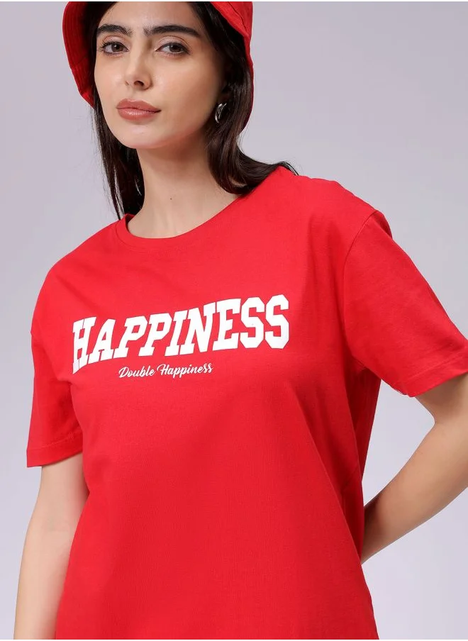 مرفوعة Women Relaxed Fit Solid Crew Neck T-Shirt