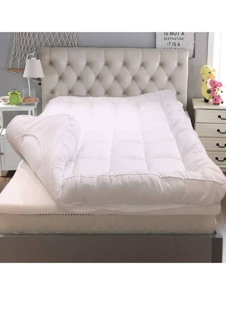 Brides Felt top layer, two-sided microfiber mattress, height 14 cm, round mattress, size 180 x 200 cm/white  - Image 1