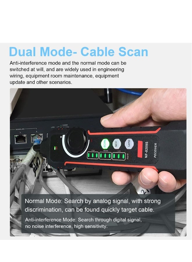Network Cable Tester, Handheld Portable Cable Tester with Display, Multifunctional Cable Length Tester for The CAT5, CAT6, LAN Cable Finder and POE Tester (NF-8209S)  - Image 3